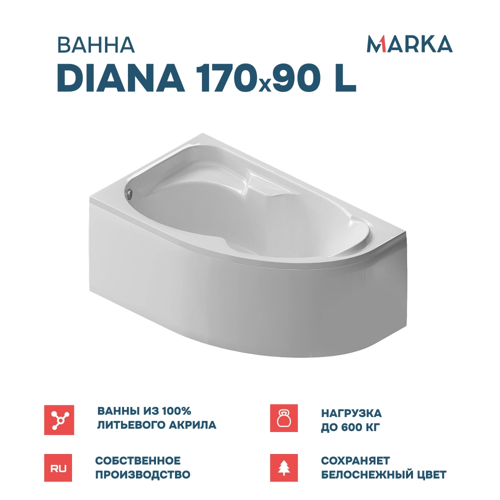 Ванна "DIANA" 170x90 L Комплект Премиум