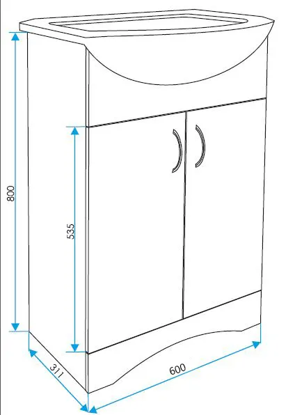 Тумба Уют 60Н 2д. Белая