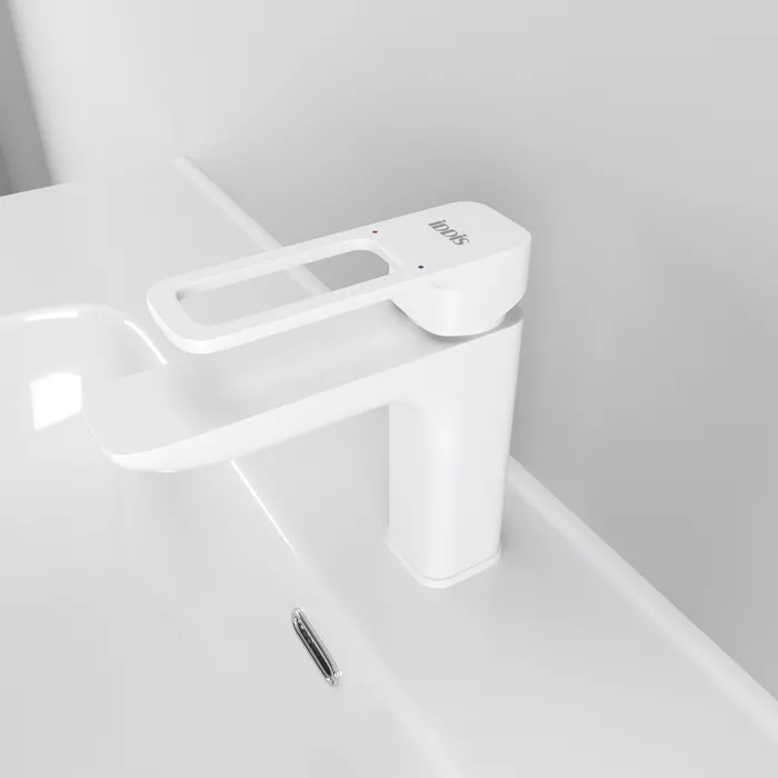 Смеситель для раковины IDDIS Слайд белый SLIWT00i01