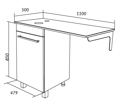 Столешница под стир.машину ВИСТА/Wash 110 L белый глянец
