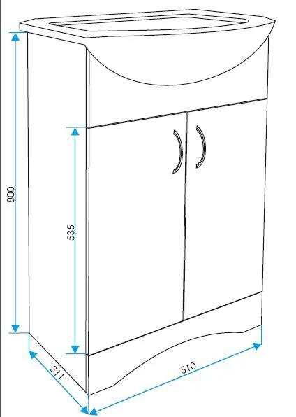 Тумба Уют 50Н 2д. белая