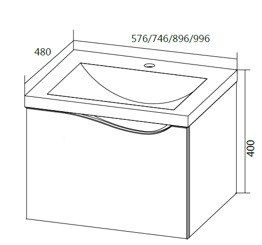 Тумба под раковину Этюд 100П 1в.я. Белый глянец