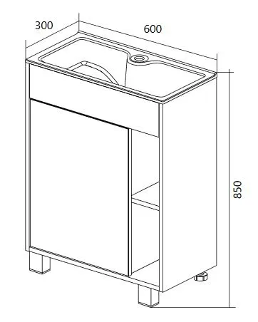 Тумба с раковиной Lido 60Н 1д. Белый глянец
