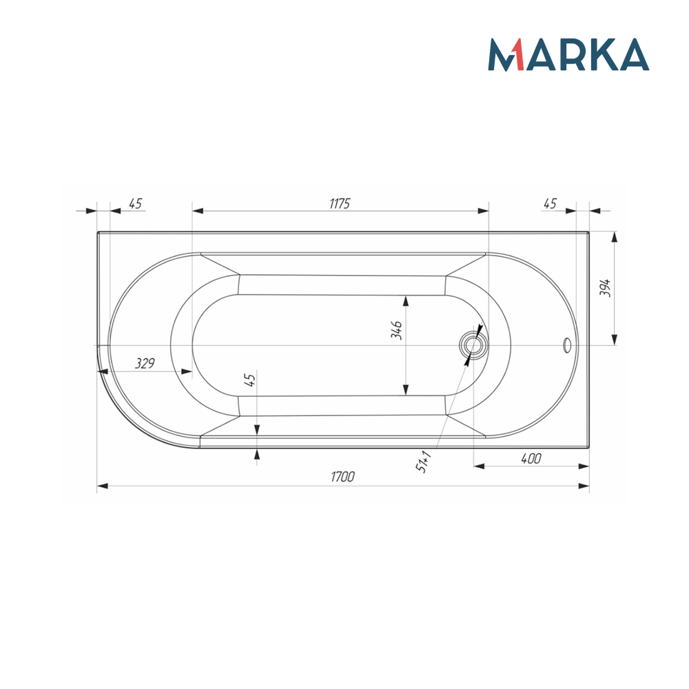 Ванна «ALISA MG» 170*75 L Комплект Премиум