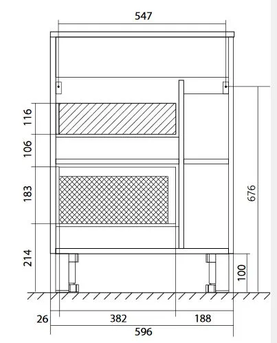 Тумба с раковиной Lido 60Н 1д. Белый глянец