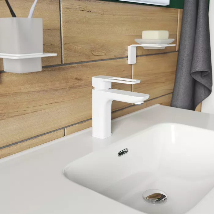 Смеситель для раковины IDDIS Слайд белый SLIWT00i01