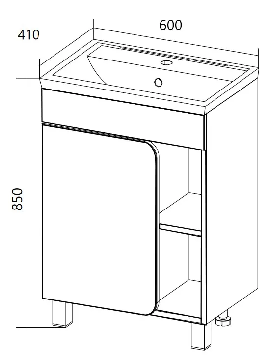 Тумба под раковину НУВО/Nuvo 60Н 1д. белый глянец
