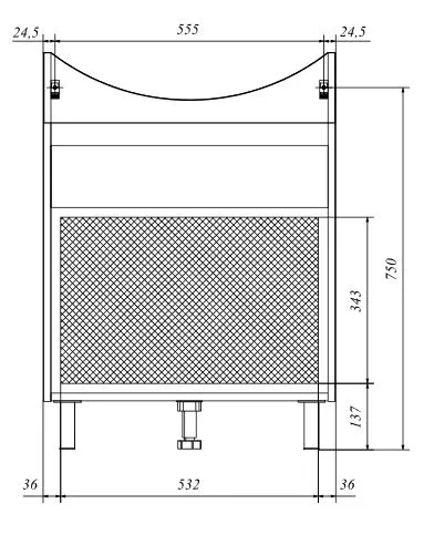 Тумба под раковину Вита 65Н 3в.я. белый глянец, МДФ