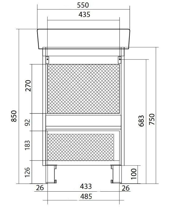 Тумба под раковину ТЕРА/Tera 55Н 1д. дуб сонома