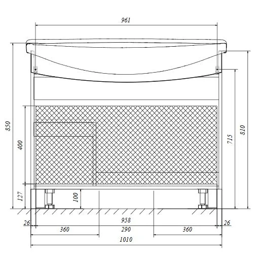 Тумба под раковину Lina New 105Н 1в.я 3д Белый глянец