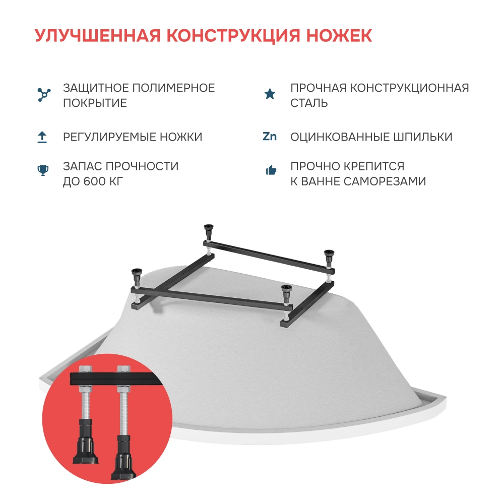 Ванна "PICCOLO" 150*75 L Комплект Премиум