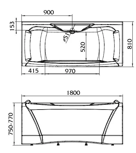 Ванна ДОЛЬЧЕ ВИТА/DOLCE VITA 1800х800