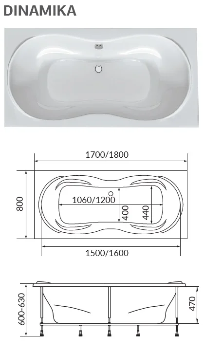 Ванна ДИНАМИКА/DINAMIKA 1800х800 СМ/ПР