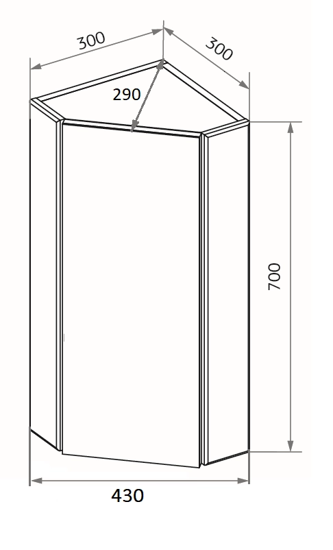 Зеркало-шкаф угловой Penta 43П 1д. белый глянец