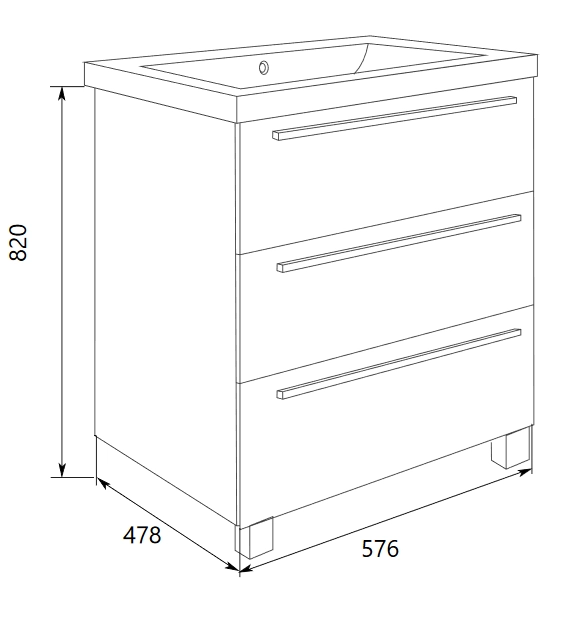 Тумба под раковину Соната 58Н 3в.я. белый глянец