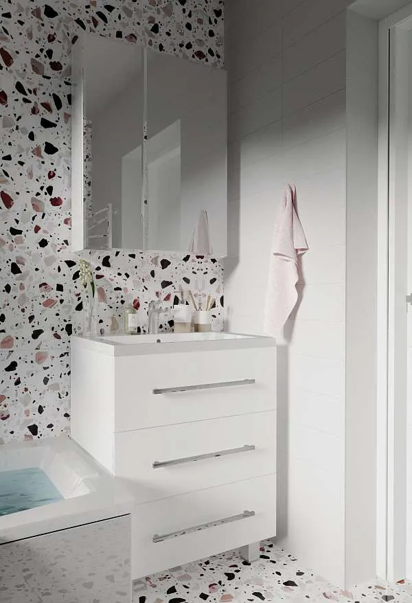 Тумба под раковину Соната 75Н 3в.я. белый глянец