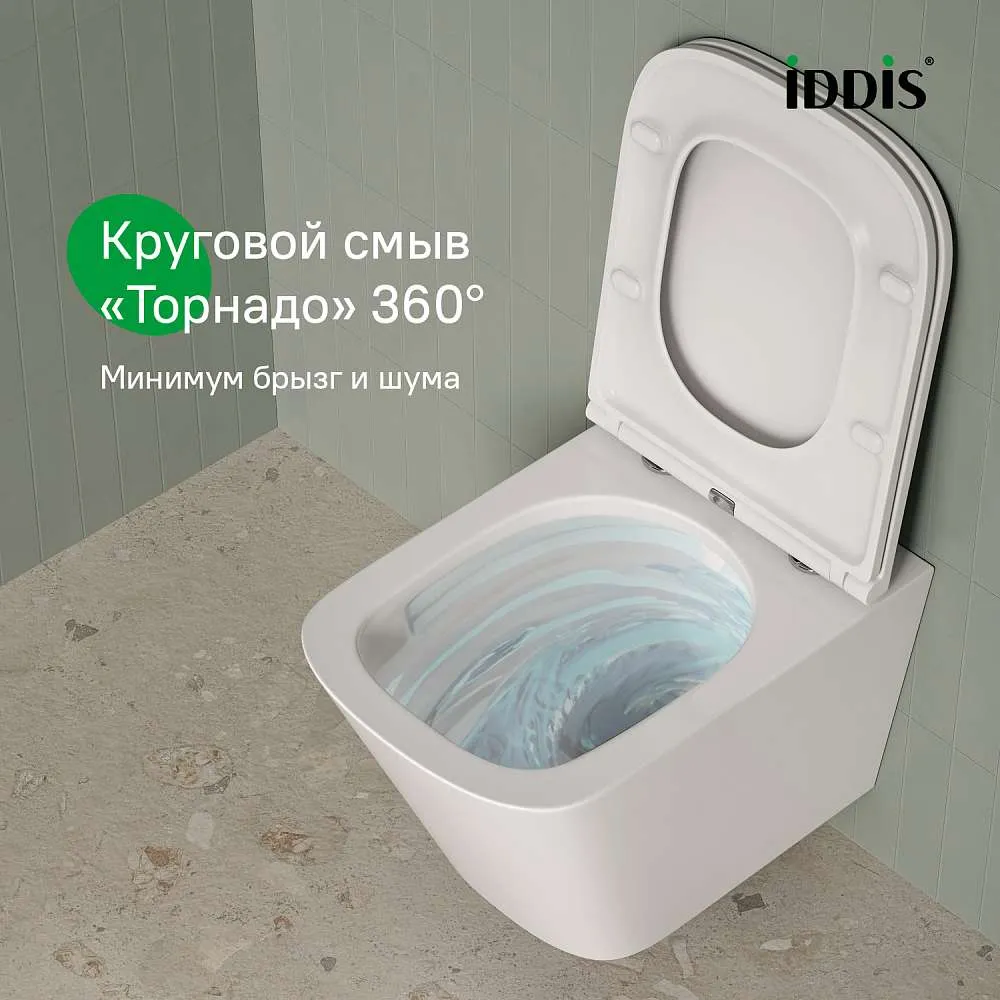 Унитаз подвесной IDDIS Bild безободковый смыв торнадо BIQRNSEi25