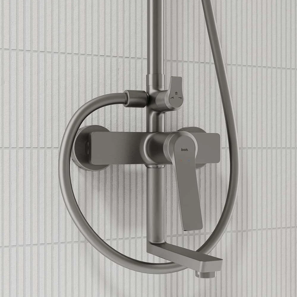 Душевая система IDDIS Паркер с изливом матовый графит PARGM3Fi06