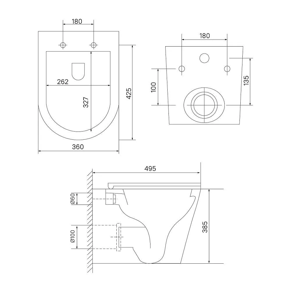 Унитаз подвесной IDDIS Аксес безободковый смыв торнадо AXERDSEi25