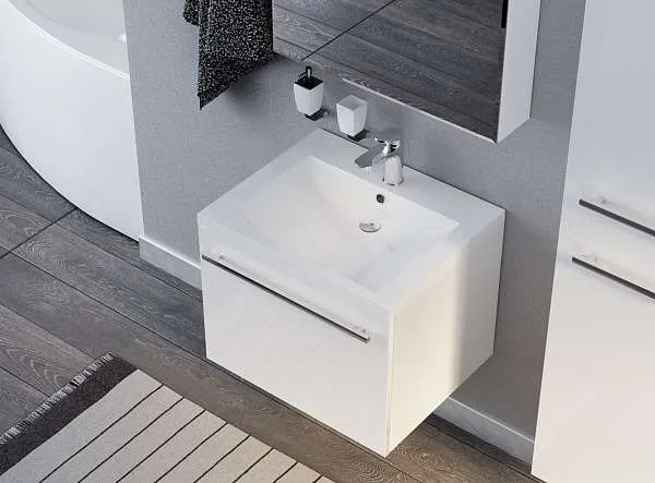 Тумба под раковину Соната 58П 1в.я. белый глянец