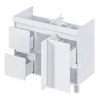 Тумба под раковину Cube 100Н 2д 2я б/к Белый глянец