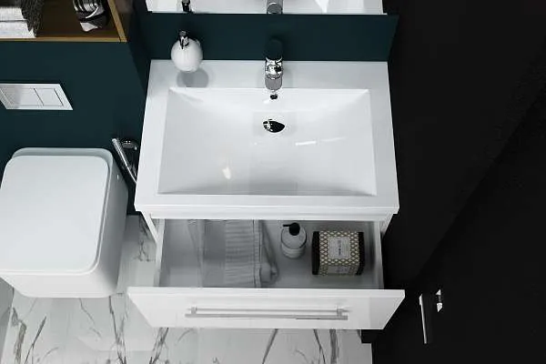 Тумба под раковину Соната 75П 1в.я. белый глянец