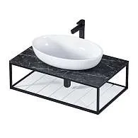 Тумба открытая ШЕРЛ/Sync 90 черный/белый, лофт