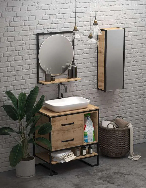 Пенал зеркальный GRUNGE LOFT 35П 1д