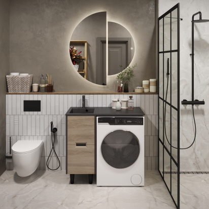 Тумба Maid 38Н(100) (380х890х475) 2я антрацит/орех лучистый европейский