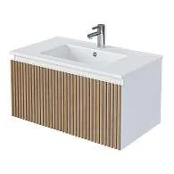Тумба под раковину Row 80П (800х400х450) 1я белый/дуб