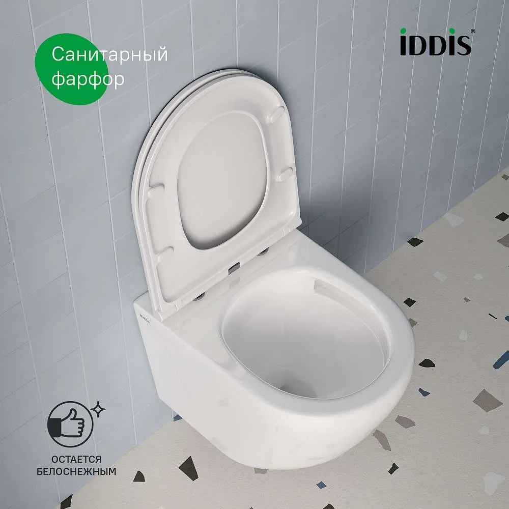 Унитаз подвесной IDDIS безободковый Blanco смыв торнадо BLQRDSEI25