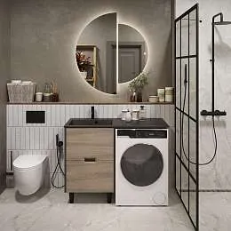 Тумба Maid 58Н(120) (580х890х475) 2я антрацит/орех лучистый европейский