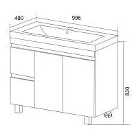 Тумба под раковину Cube 100Н 2д 2я б/к Белый глянец