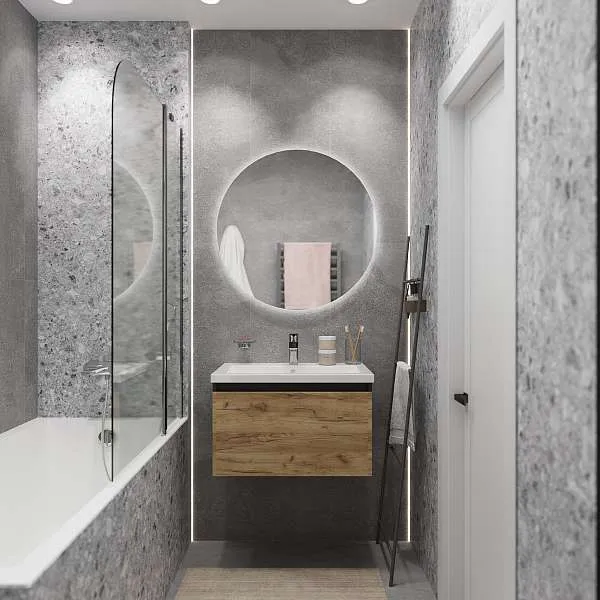 Тумба Aris mini 60П (600х440х450) 1я антрацит/дуб крафт золотой раковина