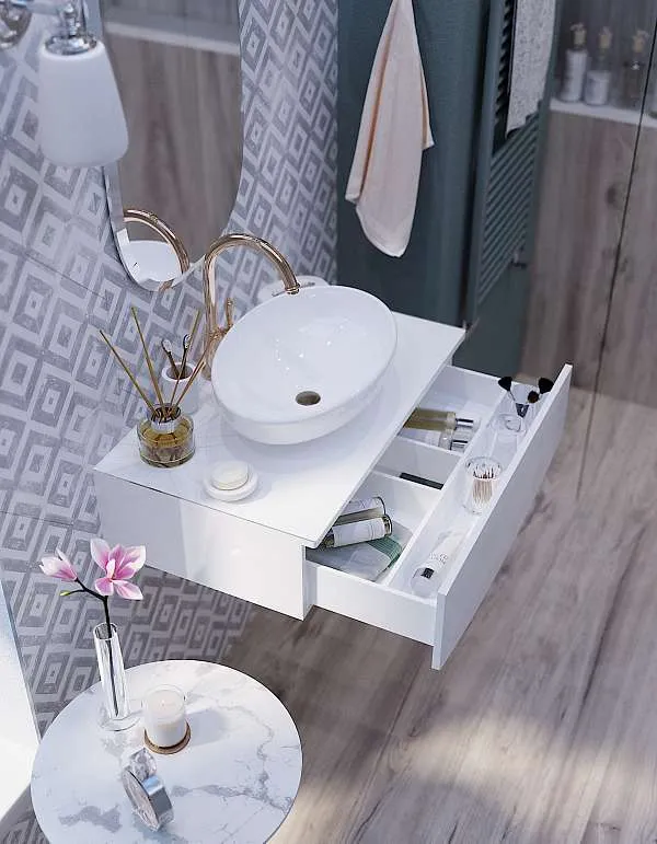 Тумба со столешницей НЕГА/Nega 80П 1в.я. белый