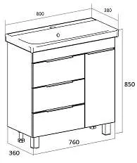 Тумба под раковину ГАУЛА/Gaula 80Н 3я 1д белый
