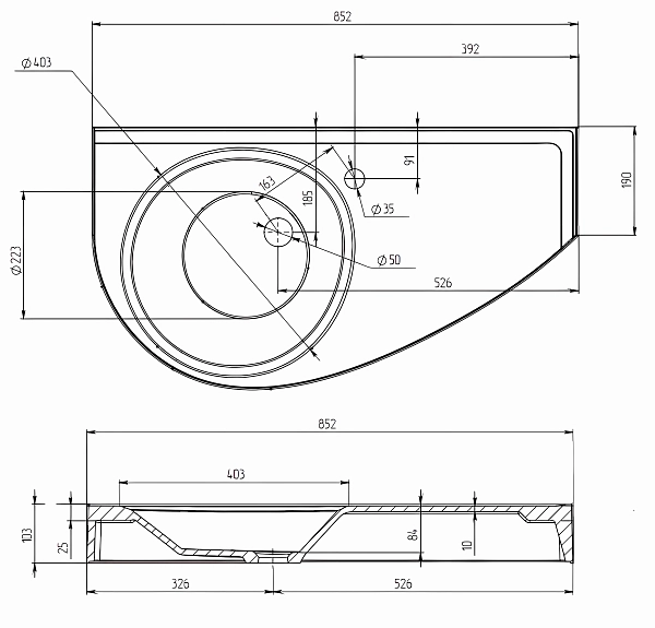 Раковина "Элипс Piccolo Polytitan" 85 L