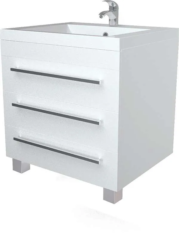 Тумба под раковину Соната 75Н 3в.я. белый глянец