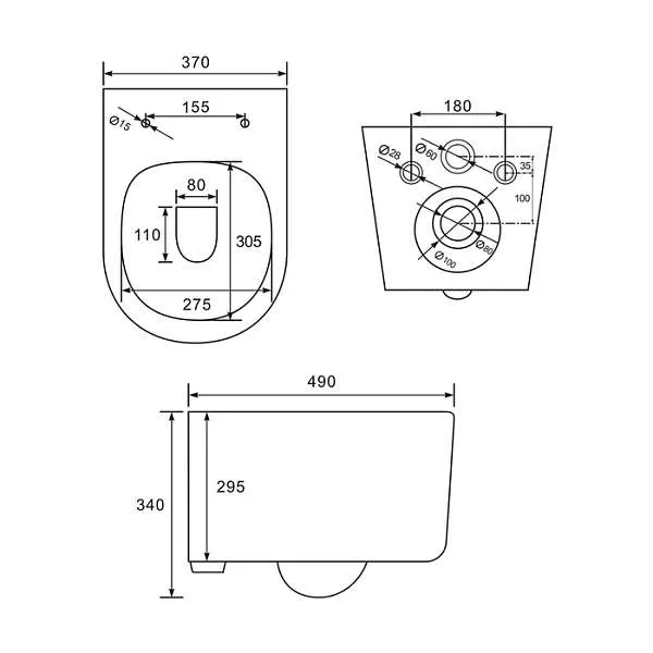 Унитаз подвесной IDDIS Stone безободковый STORDSEi25