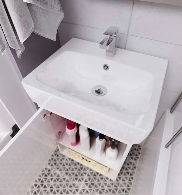 Тумба под раковину ТЕРА/Tera 50Н 1д. белый глянец