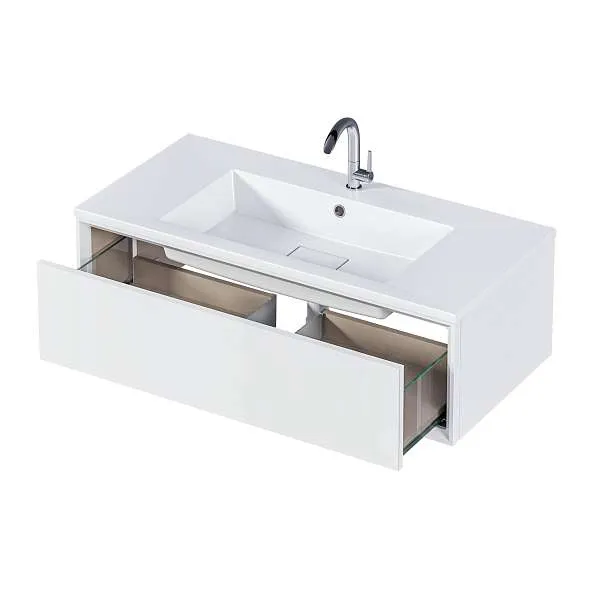 Тумба под раковину МИЛАККО/Milacco 100П (994х300х476) 1я белый (верх)