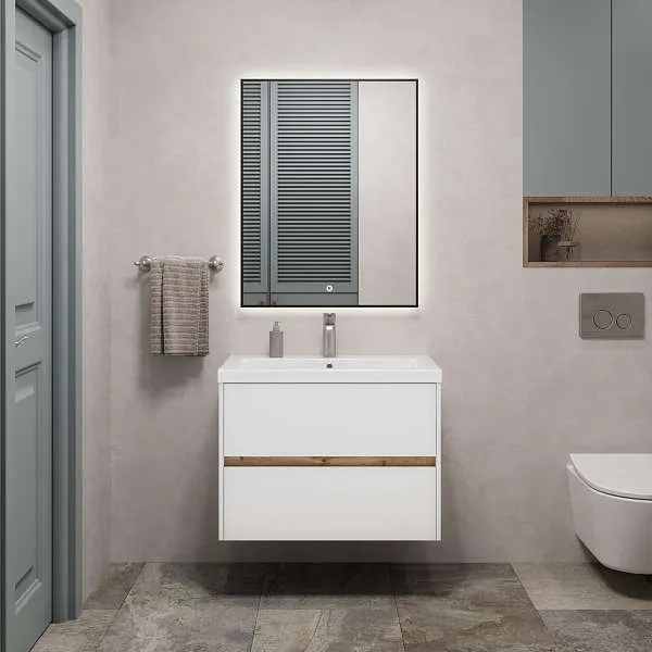 Зеркало PINO (700х900х29) прямоугольник черный УФ01 подсветка/сенсор