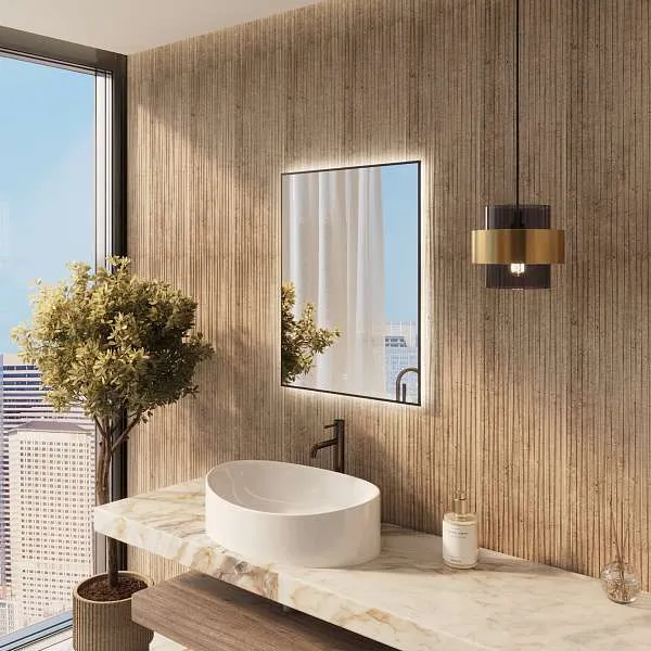 Зеркало PINO (600х800х29) прямоугольник черный УФ01 подсветка/сенсор