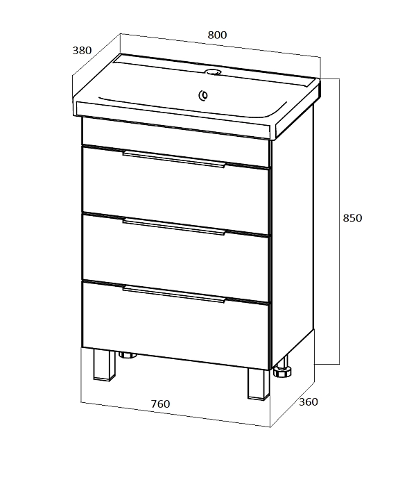 Тумба под раковину ГАУЛА/Gaula 80Н 3я черный