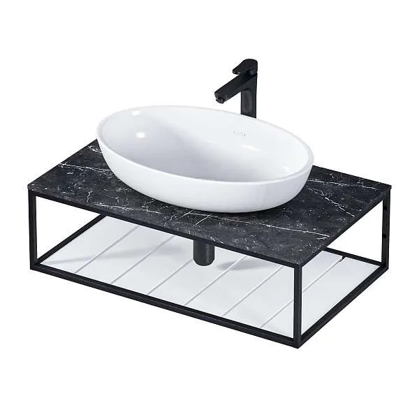 Тумба открытая ШЕРЛ/Sync 70 черный/белый, лофт