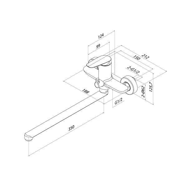 Смеситель для ванны IDDIS Zodiac X с длинным изливом ZDXSBL2i10WA