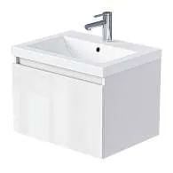 Тумба Aris mini 60П (600х440х450) 1я белая аляска/белый глянец раковина