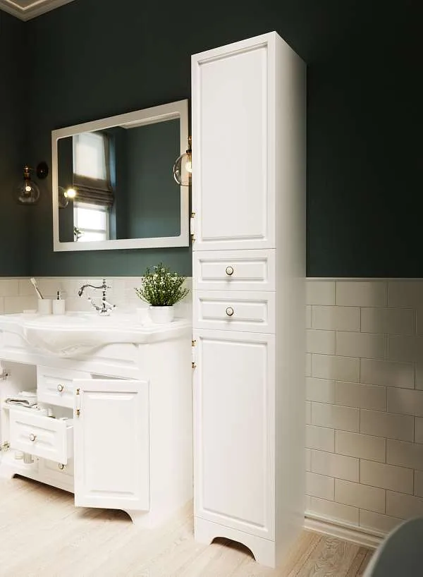 Тумба под раковину ПРОВАНС 80Н 2в.я. 2д. белый глянец