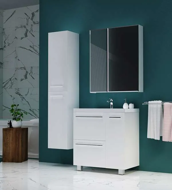 Тумба под раковину Соната 90Н 1д.2в.я. белый глянец