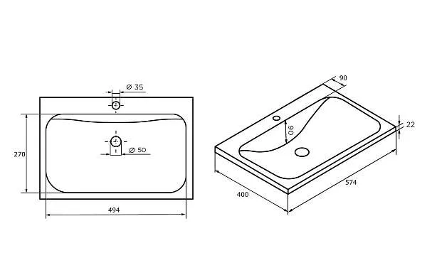 Раковина Atom 60 Polytitan